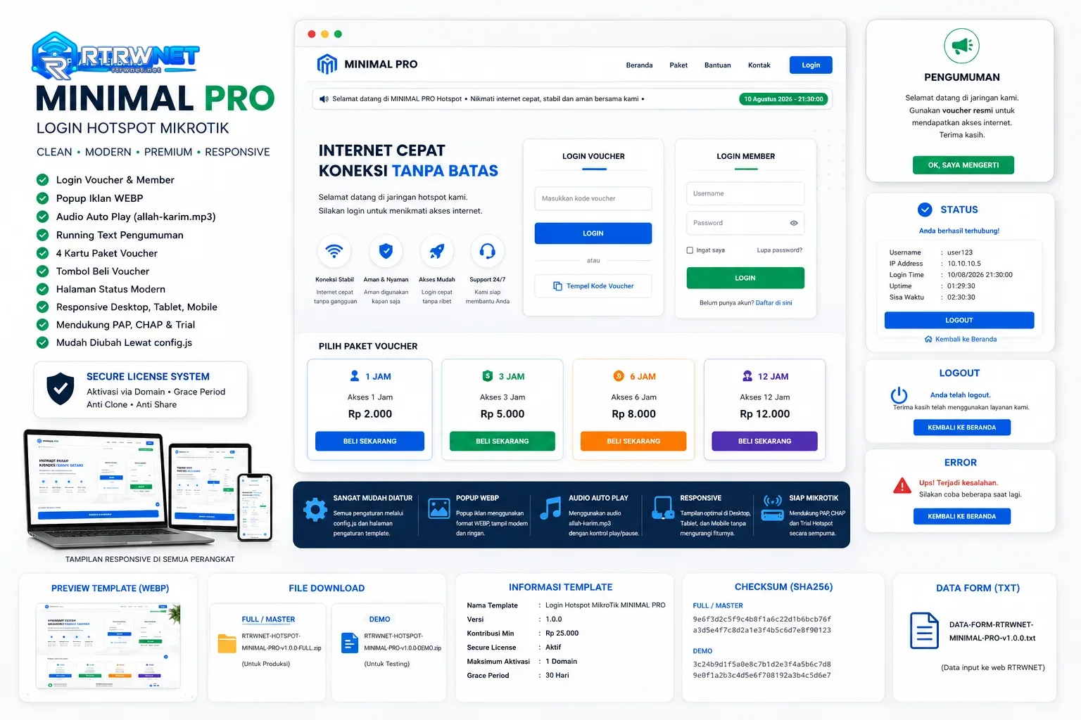 Preview Login Hotspot MikroTik MINIMAL PRO