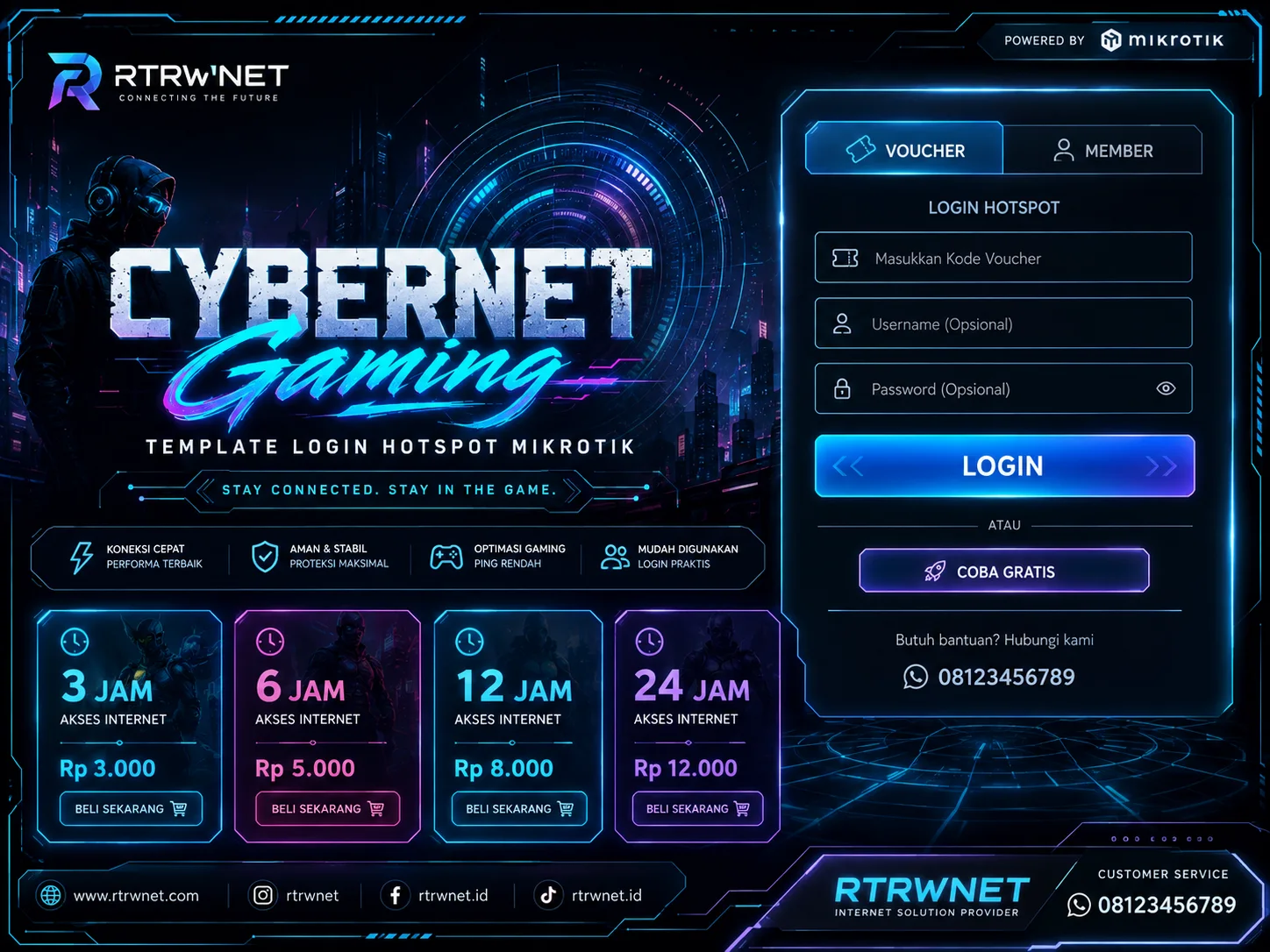 Preview Login Hotspot MikroTik CYBERNET Gaming