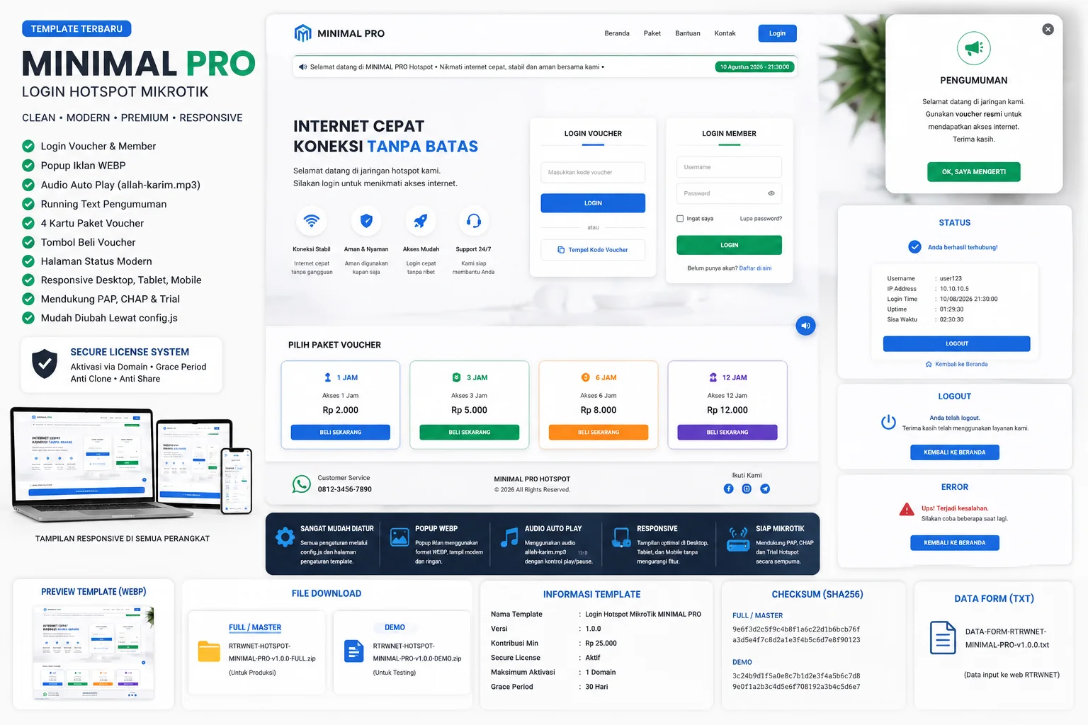 Preview Login Hotspot MikroTik MINIMAL PRO